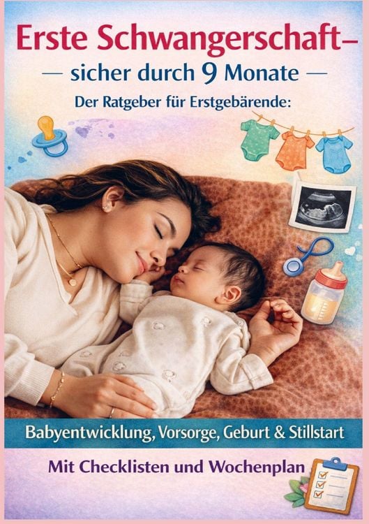 Produktbild: Erste Schwangerschaft - Sicher Durch 9 Monate der Ratgeber f&uuml;r Erstgeb&auml;rende Babyentwicklung, Vorsorge, Geburt & Stillstart