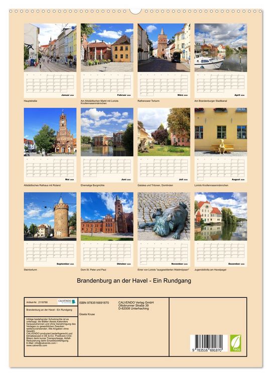 Produktbild: Brandenburg an der Havel - Ein Rundgang (hochwertiger Premium Wandkalender 2026 DIN A2 hoch), Kunstdruck in Hochglanz