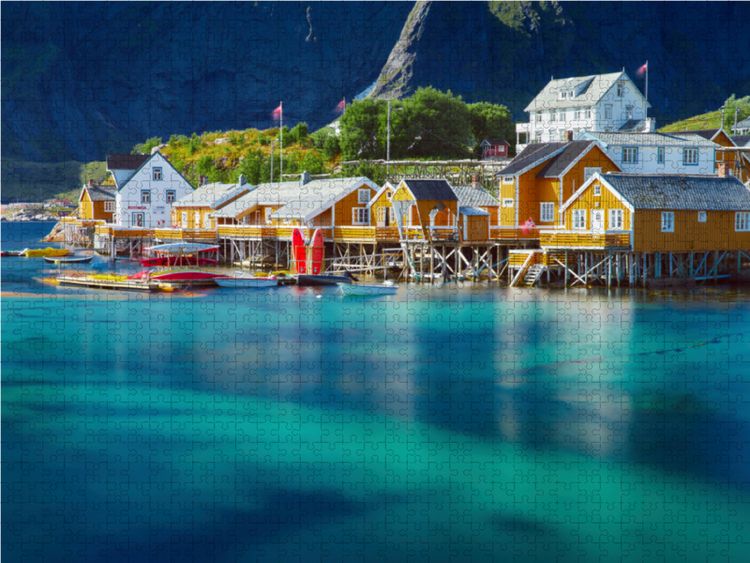 Produktbild: CALVENDO Puzzle Traumziel Lofoten | 1000 Teile Lege-Gr&ouml;&szlig;e 64x48cm Foto-Puzzle f&uuml;r gl&uuml;ckliche Stunden