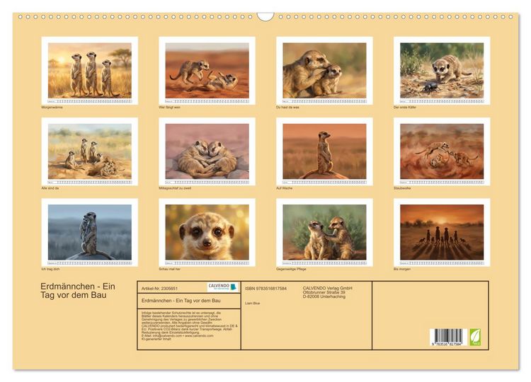 Produktbild: Erdm&auml;nnchen - Ein Tag vor dem Bau (Wandkalender 2027 DIN A2 quer), CALVENDO Monatskalender