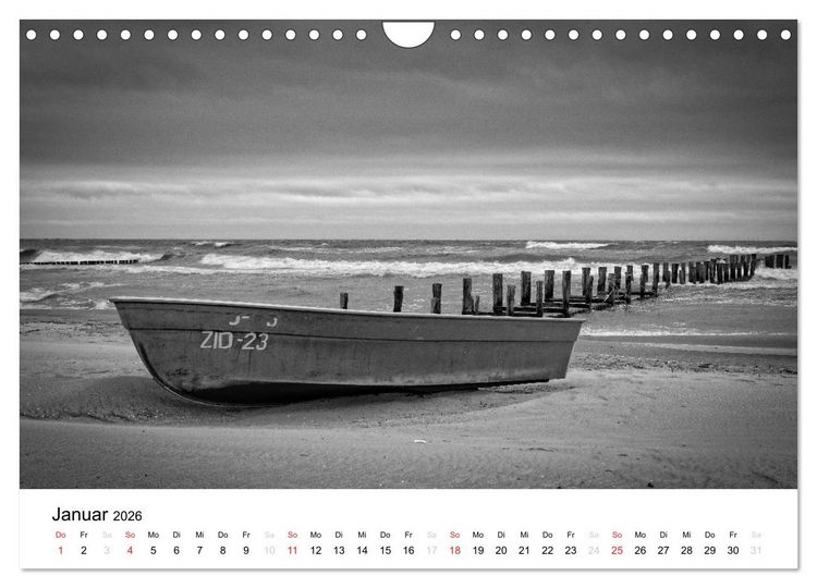 Produktbild: Ostseebad Zingst - Impressionen in Schwarz-Wei&szlig; (Wandkalender 2026 DIN A4 quer), CALVENDO Monatskalender