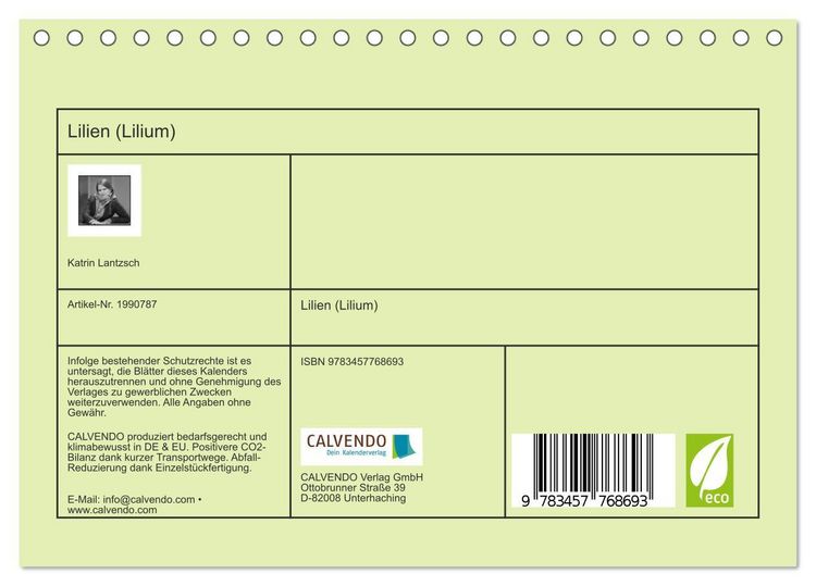 Produktbild: Lilien (Lilium) (Tischkalender 2026 DIN A5 quer), CALVENDO Monatskalender