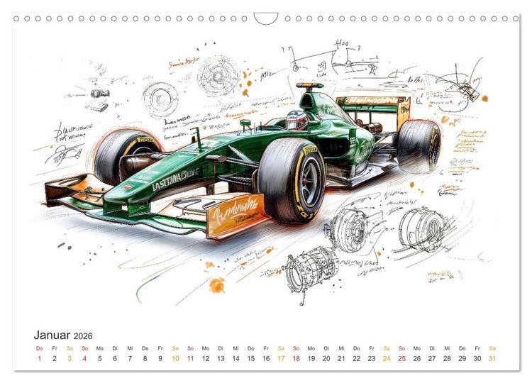 Produktbild: Rennwagen - Design Studien (Wandkalender 2026 DIN A3 quer), CALVENDO Monatskalender