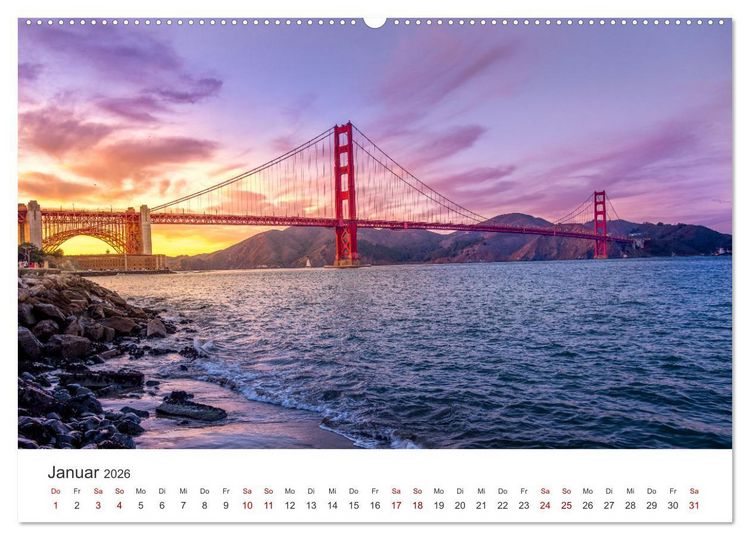 Produktbild: San Francisco - Die Heimat der Golden Gate Bridge. (hochwertiger Premium Wandkalender 2026 DIN A2 quer), Kunstdruck in Hochglanz