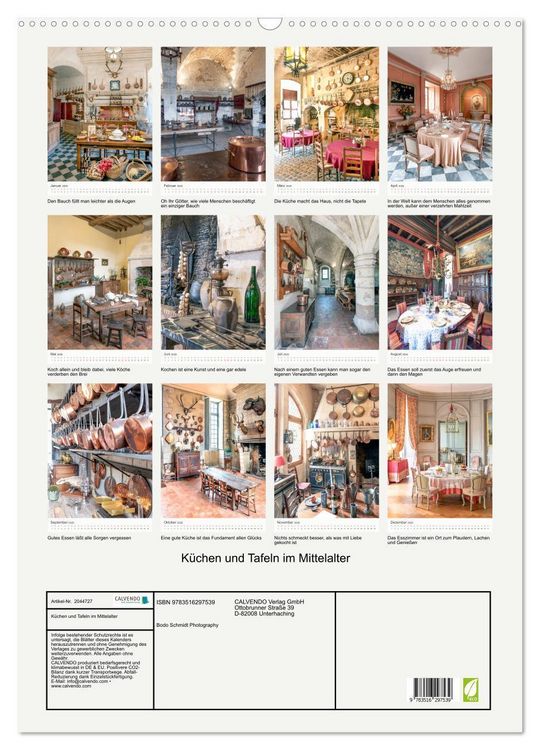 Produktbild: K&uuml;chen und Tafeln im Mittelalter (Wandkalender 2026 DIN A2 hoch), CALVENDO Monatskalender