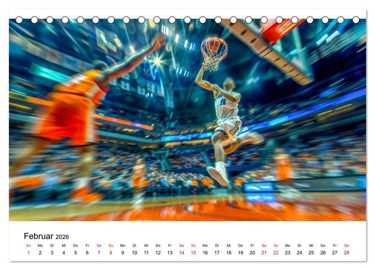 Produktbild: Basketball Erlebnisse (Tischkalender 2026 DIN A5 quer), CALVENDO Monatskalender