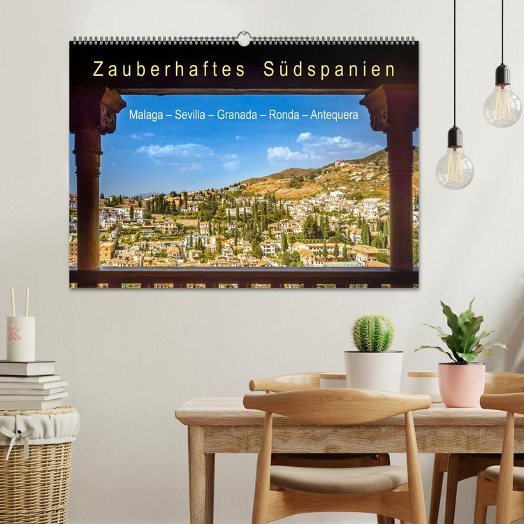 Produktbild: Zauberhaftes S&uuml;dspanien: Malaga - Sevilla - Granada - Ronda - Antequera (Wandkalender 2026 DIN A2 quer), CALVENDO Monatskalender