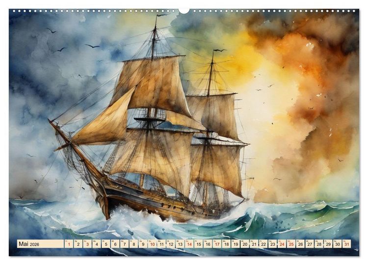 Produktbild: Gro&szlig;segler aus vergangenen Zeiten (hochwertiger Premium Wandkalender 2026 DIN A2 quer), Kunstdruck in Hochglanz