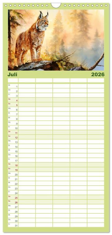 Produktbild: Familienplaner 2026 - Zw&ouml;lf Monate im Wald mit 5 Spalten (Wandkalender, 21 x 45 cm) CALVENDO