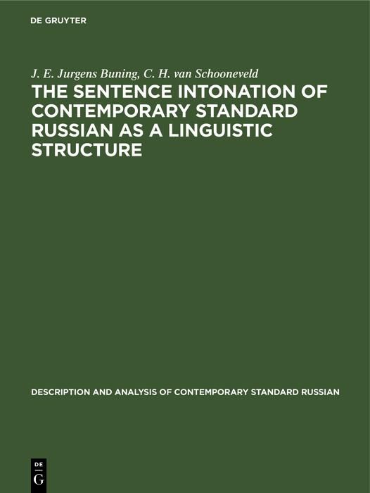 Produktbild: The sentence intonation of contemporary standard Russian as a linguistic structure