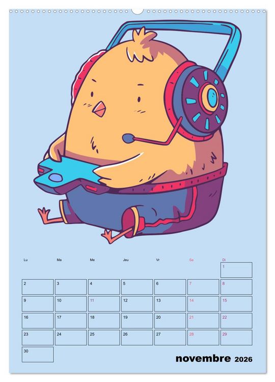 Produktbild: Animaux Gamers Amusants (Calendrier mural 2026 DIN A2 horizontal) calendrier de bureau