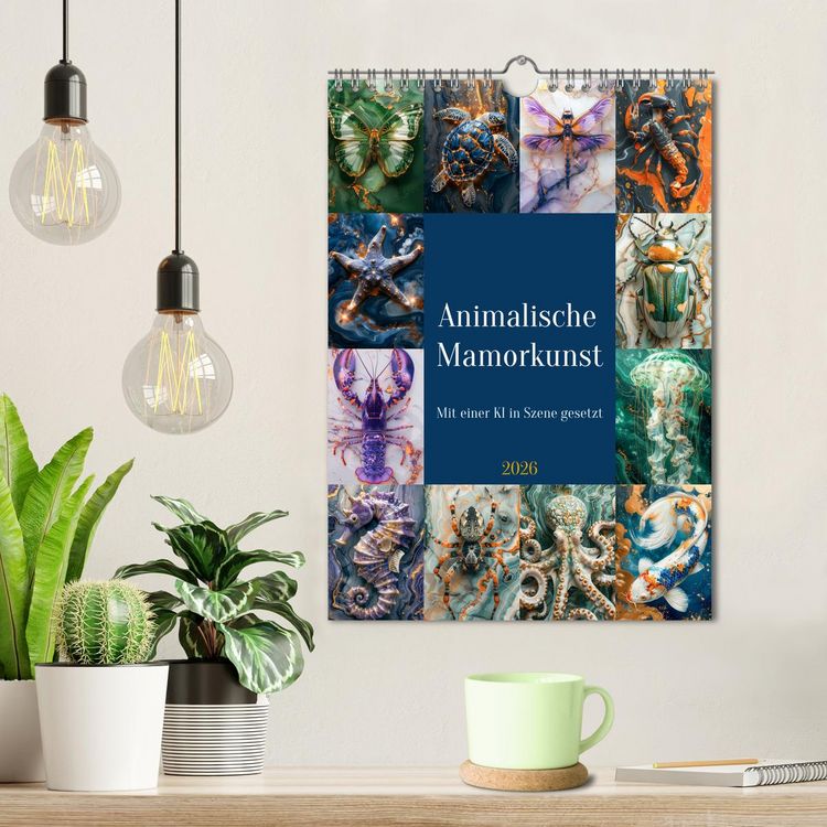 Produktbild: Animalische Mamorkunst (Wandkalender 2026 DIN A4 hoch), CALVENDO Monatskalender