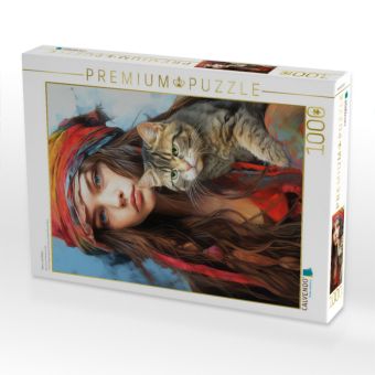 Produktbild: CALVENDO Puzzle Mann und Katze | 1000 Teile Lege-Gr&ouml;&szlig;e 64x48cm Foto-Puzzle f&uuml;r gl&uuml;ckliche Stunden