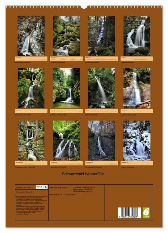 Produktbild: Schwarzwald Wasserf&auml;lle (hochwertiger Premium Wandkalender 2026 DIN A2 hoch), Kunstdruck in Hochglanz