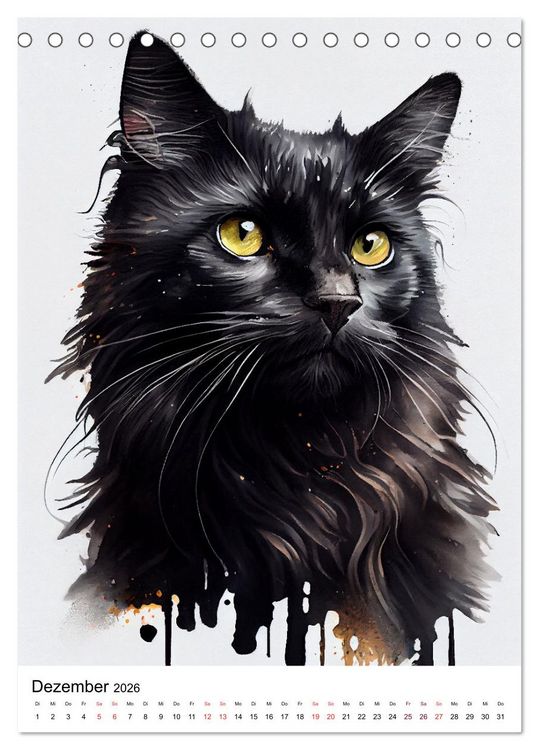 Produktbild: Katzen wie gemalt (Tischkalender 2026 DIN A5 hoch), CALVENDO Monatskalender