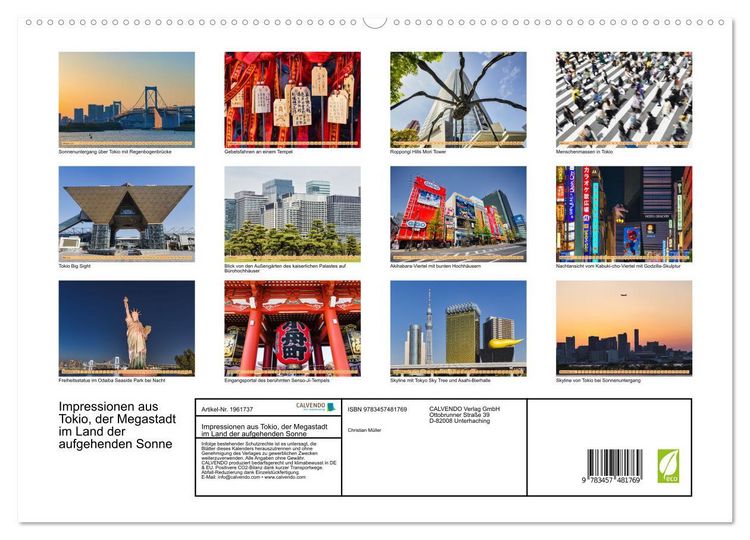Produktbild: Impressionen aus Tokio, der Megastadt im Land der aufgehenden Sonne (hochwertiger Premium Wandkalender 2026 DIN A2 quer), Kunstdruck in Hochglanz
