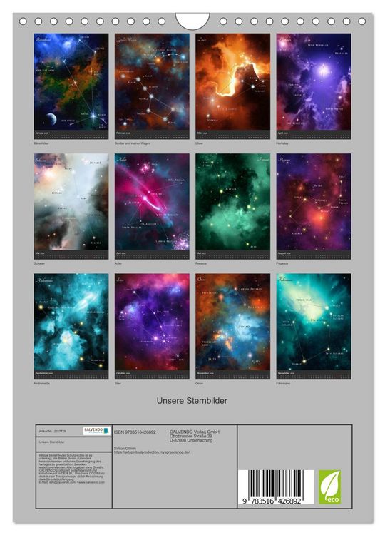 Produktbild: Unsere Sternbilder (Wandkalender 2026 DIN A4 hoch), CALVENDO Monatskalender