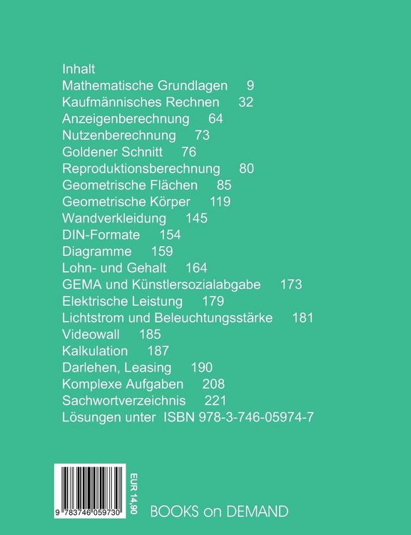 Produktbild: Fachrechnen f&uuml;r Gestalter/Gestalterin f&uuml;r visuelles Marketing