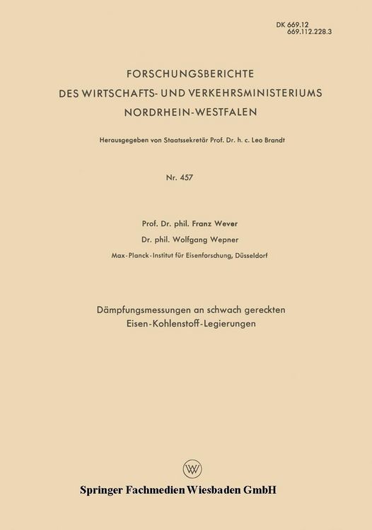 Produktbild: D&auml;mpfungsmessungen an schwach gereckten Eisen-Kohlenstoff-Legierungen