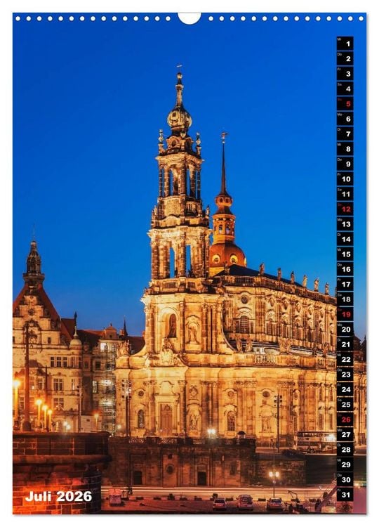 Produktbild: Dresden bei Nacht (Wandkalender 2026 DIN A3 hoch), CALVENDO Monatskalender