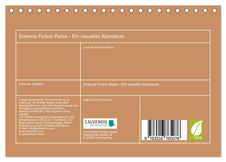 Produktbild: Science Fiction Reise - Ein visuelles Abenteuer (Tischkalender 2027 DIN A5 quer), CALVENDO Monatskalender