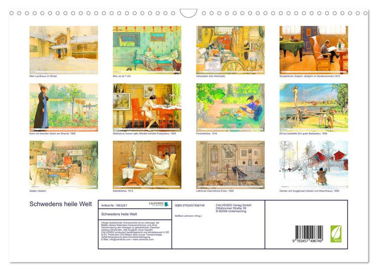 Produktbild: Schwedens heile Welt (Wandkalender 2026 DIN A3 quer), CALVENDO Monatskalender