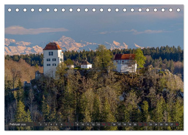 Produktbild: Alpen-Fernsichten von der S&uuml;dwestalb und Oberen Donau (Tischkalender 2026 DIN A5 quer), CALVENDO Monatskalender