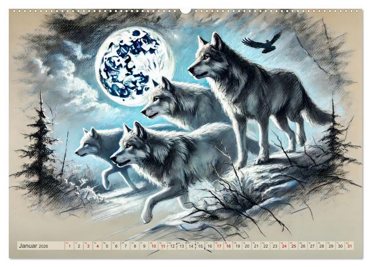 Produktbild: Die Eleganz der W&ouml;lfe - Mythische Begegnungen in der Natur (Wandkalender 2026 DIN A2 quer), CALVENDO Monatskalender