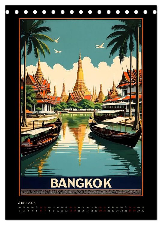 Produktbild: City Travel Poster - nostalgische St&auml;dtereise um die Welt (Tischkalender 2026 DIN A5 hoch), CALVENDO Monatskalender
