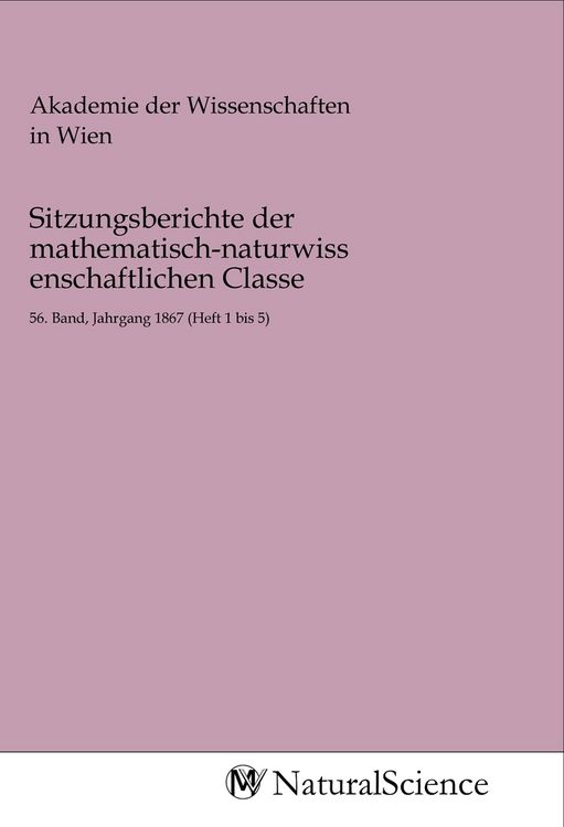 Produktbild: Sitzungsberichte der mathematisch-naturwissenschaftlichen Classe