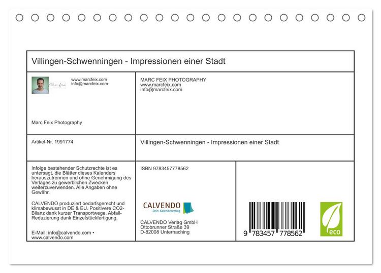 Produktbild: Villingen-Schwenningen - Impressionen einer Stadt (Tischkalender 2026 DIN A5 quer), CALVENDO Monatskalender