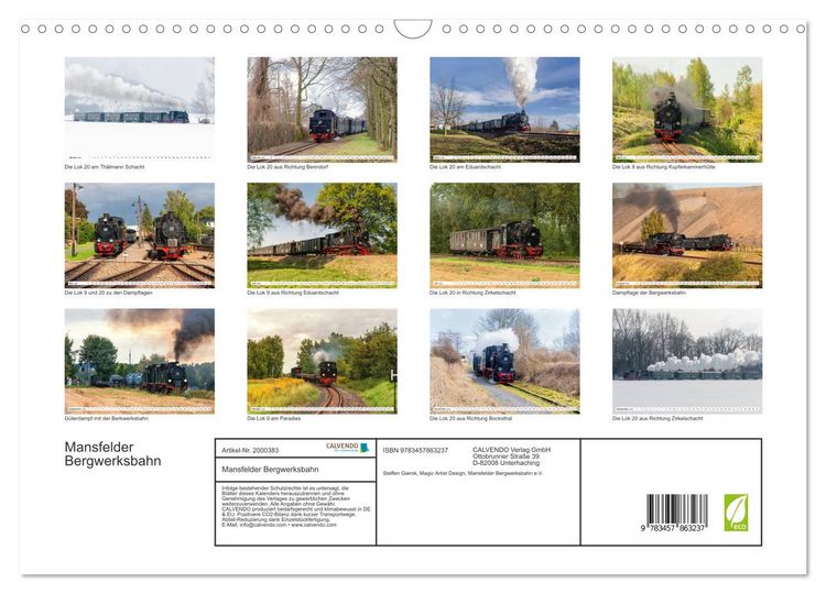 Produktbild: Mansfelder Bergwerksbahn (Wandkalender 2026 DIN A3 quer), CALVENDO Monatskalender