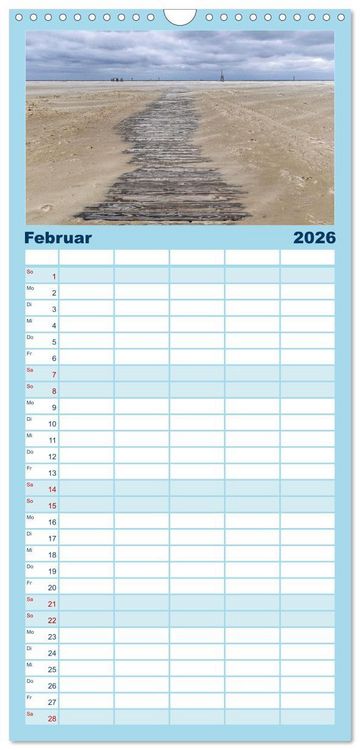 Produktbild: Familienplaner 2026 - Inselbilder Amrum mit 5 Spalten (Wandkalender, 21 x 45 cm) CALVENDO