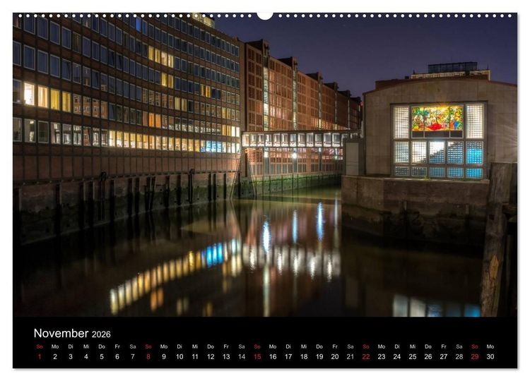 Produktbild: Hamburg - Lichter der Nacht (Wandkalender 2026 DIN A2 quer), CALVENDO Monatskalender
