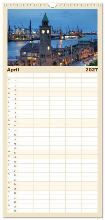 Produktbild: Familienplaner 2027 - Hamburg mit 5 Spalten (Wandkalender, 21 x 45 cm) CALVENDO