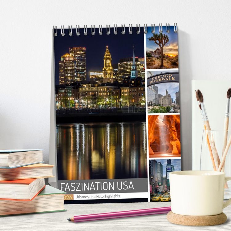 Produktbild: FASZINATION USA Urbanes und Naturhighlights (Tischkalender 2026 DIN A5 hoch), CALVENDO Monatskalender