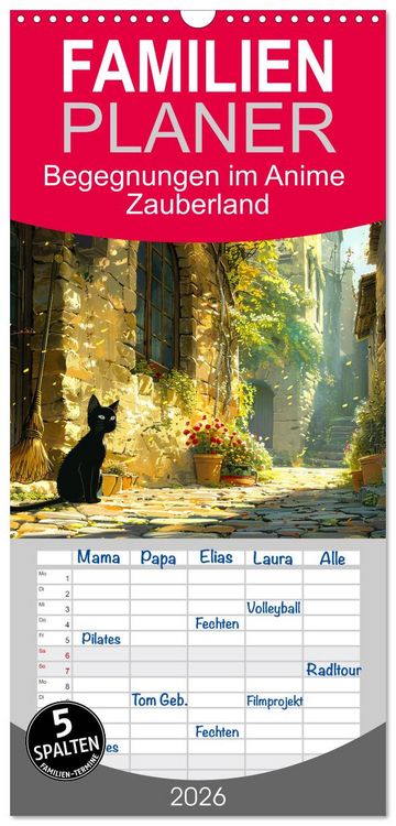 Produktbild: Familienplaner 2026 - Begegnungen im Anime Zauberland mit 5 Spalten (Wandkalender, 21 x 45 cm) CALVENDO
