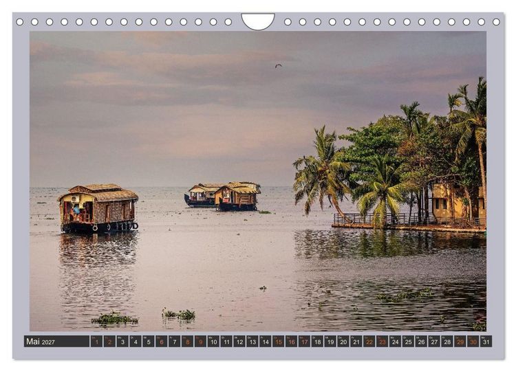 Produktbild: Kerala Backwaters - mit dem Hausboot durch die tropische Wasserwelt (Wandkalender 2027 DIN A4 quer), CALVENDO Monatskalender