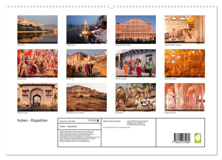 Produktbild: Indien - Rajasthan (hochwertiger Premium Wandkalender 2026 DIN A2 quer), Kunstdruck in Hochglanz