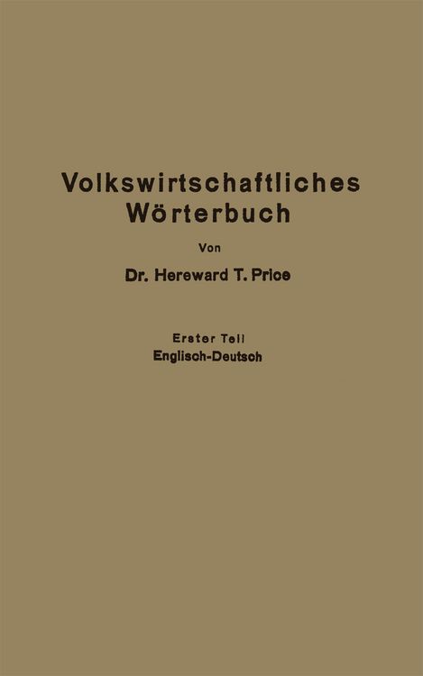 Produktbild: Economic Dictionary / Volkswirtschaftliches W&ouml;rterbuch