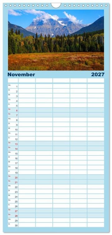 Produktbild: Familienplaner 2027 - Kanadas Rocky Mountains: Zwischen Gipfeln & glasklaren Seen mit 5 Spalten (Wandkalender, 21 x 45 cm) CALVENDO