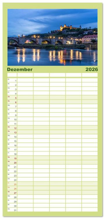 Produktbild: Familienplaner 2026 - Deutschlands sch&ouml;nste Altst&auml;dte - Bayern mit 5 Spalten (Wandkalender, 21 x 45 cm) CALVENDO
