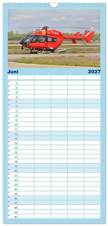 Produktbild: Familienplaner 2027 - Die beeindruckende Welt der Hubschrauber mit 5 Spalten (Wandkalender, 21 x 45 cm) CALVENDO