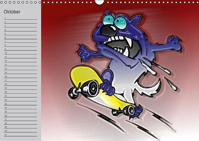 Produktbild: Hunde-Geburtstagskalender / Witziger Cartoon-Kalender (Wandkalender immerw&auml;hrend DIN A3 quer)