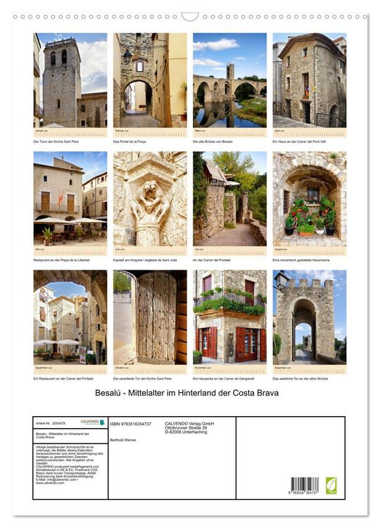 Produktbild: Besal&uacute; - Mittelalter im Hinterland der Costa Brava (Wandkalender 2026 DIN A2 hoch), CALVENDO Monatskalender