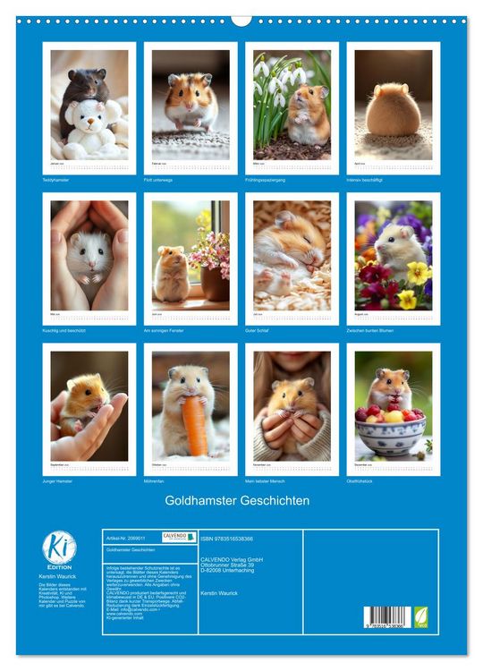 Produktbild: Goldhamster Geschichten (Wandkalender 2026 DIN A2 hoch), CALVENDO Monatskalender