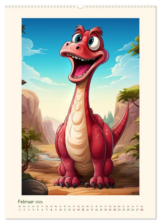 Produktbild: Happy Dinos (hochwertiger Premium Wandkalender 2026 DIN A2 hoch), Kunstdruck in Hochglanz