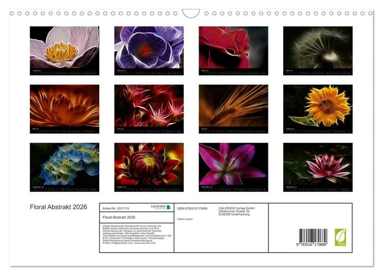 Produktbild: Floral Abstrakt 2026 (Wandkalender 2026 DIN A3 quer), CALVENDO Monatskalender