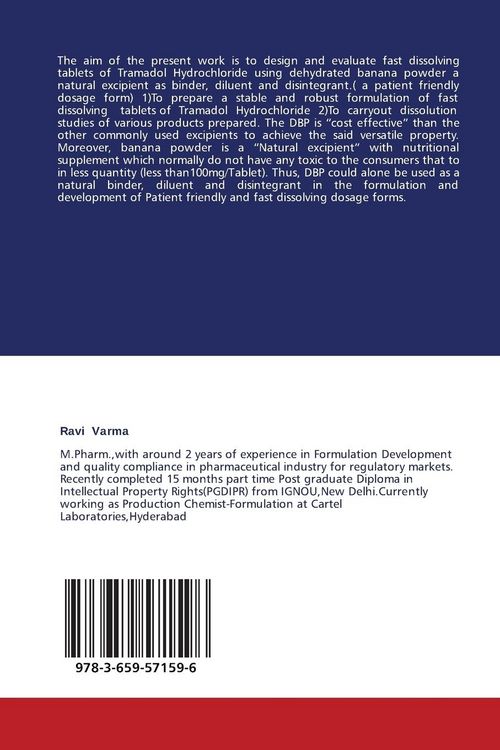 Produktbild: Design of Tramadol HCl Fast Dissolving Tablets using DBP