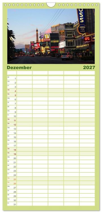 Produktbild: Familienplaner 2027 - Las Vegas - Nevada mit 5 Spalten (Wandkalender, 21 x 45 cm) CALVENDO